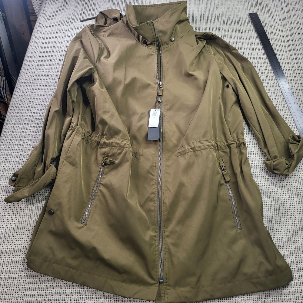 Banana Republic Anorak Jacket Womens L Olive Green Hooded Utility 668922 New